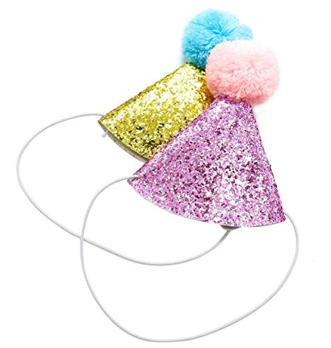 2 Pcs Pet Birthday Sequin Cone Hat for Pets Party Decoration Supplies - PawsPlanet Australia