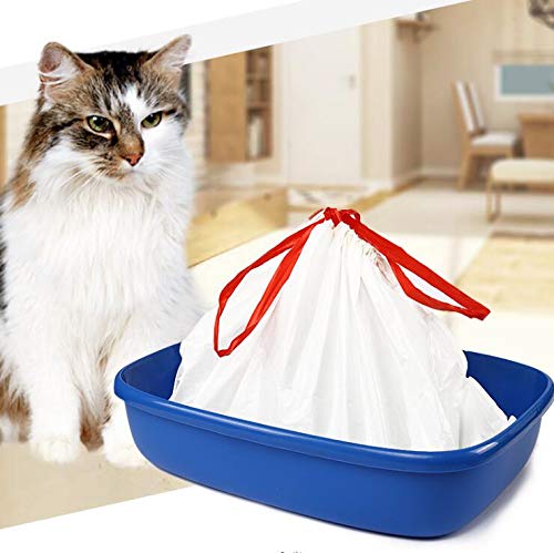 M.Q.L. Cat Litter Tray Pan Liners Bag with Drawstring, Pet Kitten Garbage Bag - 10 Pieces - PawsPlanet Australia