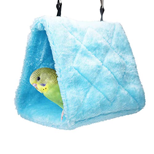 Magnoloran 2 Pack Warm Bird Nest House Bed Hanging Hammock Sleeping Bed Plush Hanging Snuggle Cave Happy Hut for Pet Parrot Parakeet Cockatiel Conure Cockatoo African Grey Macaw(Blue&Grey) Blue and Grey - PawsPlanet Australia