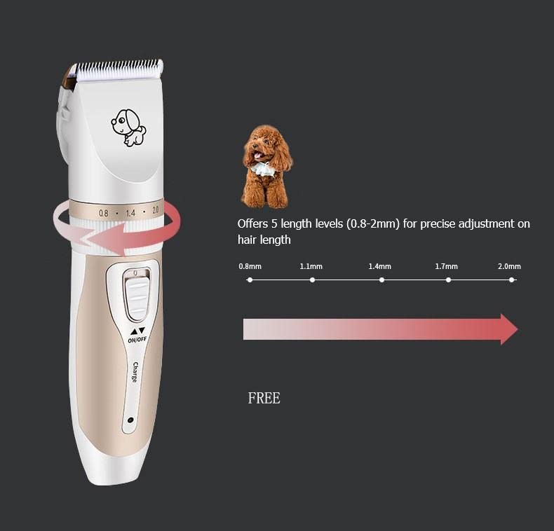 INF dog trimmer wireless and quiet, with accessories gold/white - PawsPlanet Australia