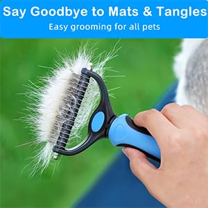Aatpuss cat brush, undercoat brush for dogs, animal hair brush, dog brush for long hair undercoat, extra wide blue grooming brush for small to large dogs and cats - PawsPlanet Australia
