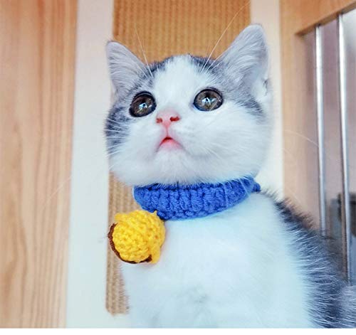 Bells for Cats and Dogs,Silent Bells of Pure Handmade Wool,Hand-Knitted Bells for Cute Small Dogs and Cats,Silent cat Collars,pet Accessories (Blue) - PawsPlanet Australia