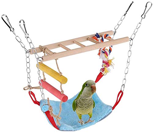 ZYYRSS Bird Toys Set Wood Ladder Warm Hammock Nest Bed for Bird Parrot Macaw African Grey Budgie Cage Toy Cage Accessories Hamster Chinchilla Cage Stand Perch - PawsPlanet Australia