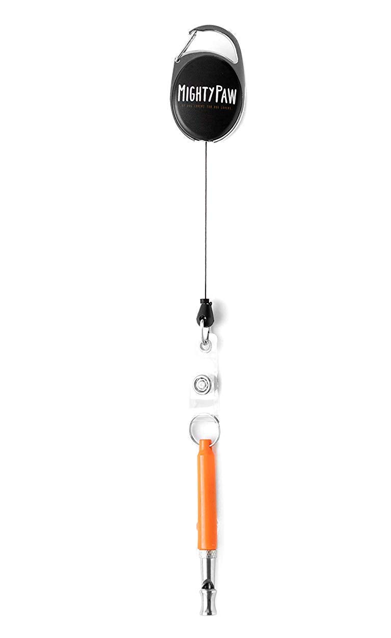 Mighty Paw Training Whistle, Silent Dog Whistle with Retractable Belt Attachment and Neck Lanyard, No Bark Dog Training Tool for Obedience and Recall Orange - PawsPlanet Australia