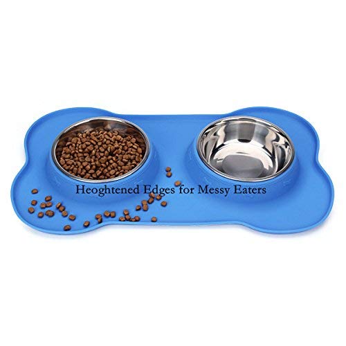 Hubulk Pet Dog Bowls 2 Stainless Steel Dog Bowl with No Spill Non-Skid Silicone Mat + Pet Food Scoop Water and Food Feeder Bowls for Feeding Small Medium Large Dogs Cats Puppies… Small(Pack of 1) Blue - PawsPlanet Australia