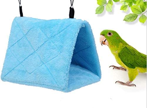 Magnoloran 2 Pack Warm Bird Nest House Bed Hanging Hammock Sleeping Bed Plush Hanging Snuggle Cave Happy Hut for Pet Parrot Parakeet Cockatiel Conure Cockatoo African Grey Macaw(Blue&Grey) Blue and Grey - PawsPlanet Australia
