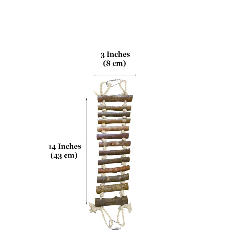 SunGrow Bird Wooden Ladder Bridge, 14-inches Long, Raw Wood and Edible Dye Ladder for Small to Medium Birds, 1 pc per Pack - PawsPlanet Australia