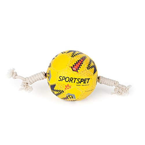 SPORTSPET Tough Durable Football Training Ball With Ropes - Dog Toy - Exercise Ball - Training Ball - Non Toxic And Environmentally Friendly - For Dogs And Puppy's - Size 1 Size 1 - Sm - PawsPlanet Australia