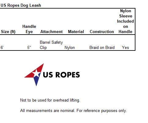 [Australia] - US Ropes Nylon Double Braided Dog Leash 3/8" x 6' Black 