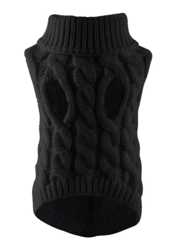 Dog Sweaters Turtleneck Knitted Sweaters Winter Pets Clothes Warm Sweater Coat Outfit for Dogs and Cats. Clothes for Dogs and Cats. (Black, Medium) black - PawsPlanet Australia