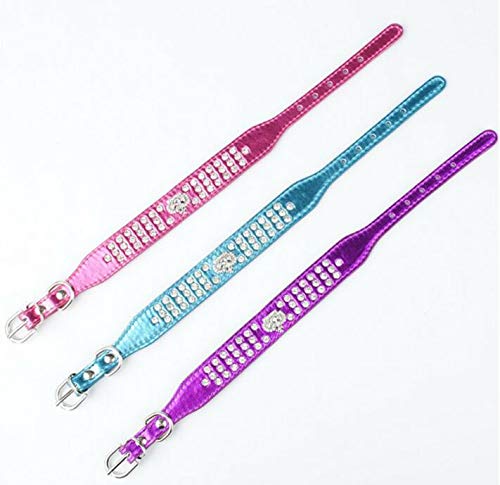 [Australia] - haoyueer Rhinestone Dog Collar Crown Rhinestone Diamante Jewelry Crystal PU Leather Pet Dog Cat Puppy Collar M（Neck for 10-12.5 inch） Hot Pink 