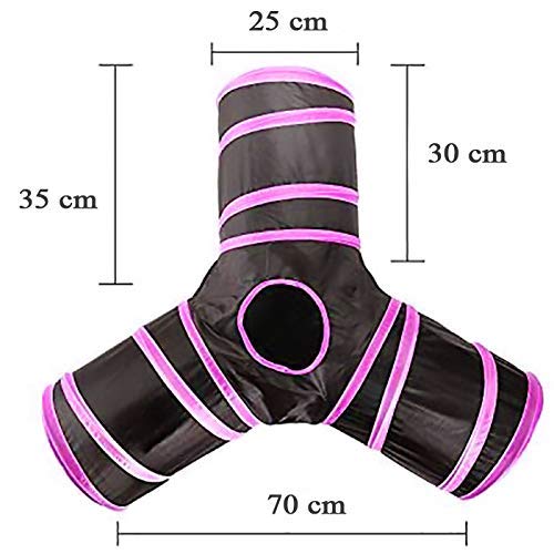 Cosy Life Cat Tunnel with Toy Tunnel for Small Animals - Y Shape - Black/Pink Black-Pink - PawsPlanet Australia