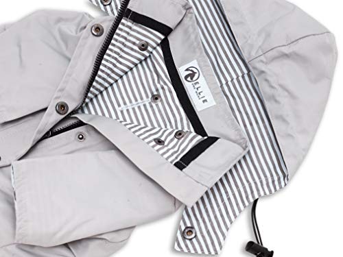 Ellie Dog Wear Zip Up Light Gray Dog Raincoat with Pockets, Water Resistant, Adjustable Drawstring, Removable Hoodie - Size XXS to XXL Available - Stylish Premium Dog Raincoats XX-Small - PawsPlanet Australia