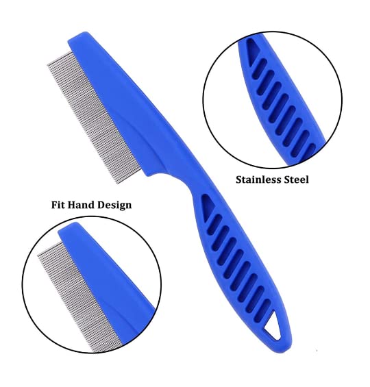 Pack of 6 flea combs for cats and dogs, flea comb for removing fleas, pet comb, lice comb, dust comb, combs for removing fleas, mites, ticks, biting pests, crusts, blue - PawsPlanet Australia