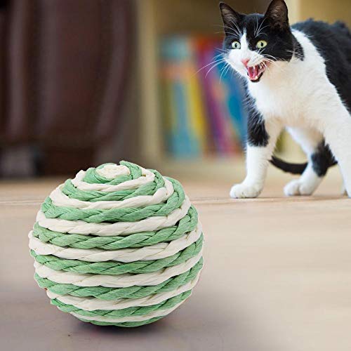 5Pcs Cat Ball Toys, Handmade Eco-Friendly Sisal Rope Woven Ball Teaser Playing Chewing Scratch Toy for Cats Kitty Kitten Pets(Random Color) - PawsPlanet Australia