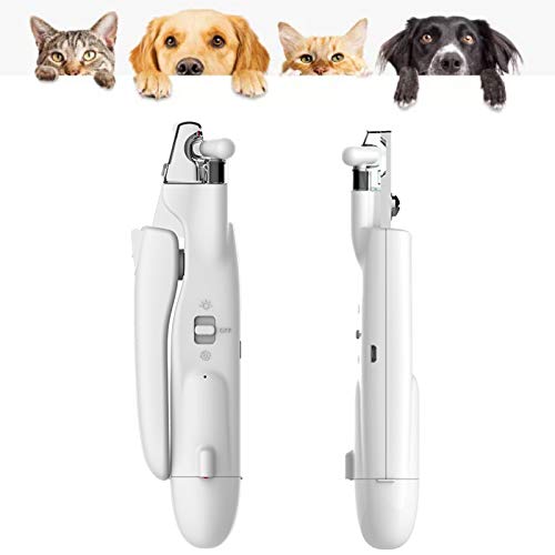 PewinGo Pet Nail Clippers and Grinder Set All-in-One with Ultra Bright LED Light for Bloodline, Vets Recommended Trimming Tool for Dogs and Cats - White - PawsPlanet Australia