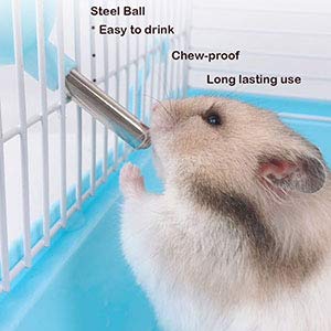 Jasa 1PCS 4oz Hamster Water Bottle, Hedgehog Supplies, 3 in 1 Food Bowl Small Animals Hamster Hideout Water Dispenser Automatic pet Bottle(125ML) Blue - PawsPlanet Australia