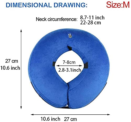 Voarge Pet Inflatable Collar for Dogs, Pet Protective Neck Collar For Cats And Dogs, Pet Collar Cone For Recovery After Injuries, Prevent Dogs from Biting & Scratching, Adjustable Buckle, Blue M (M) M (Pack of 1) - PawsPlanet Australia