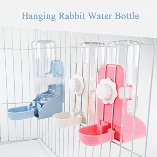 Mcgogo Rabbit Water Bottle, Guinea Pig Water Bottle,17oz Hanging Fountain Automatic Dispenser No Drip Water Bowl for cage 2pcs（Blue） - PawsPlanet Australia