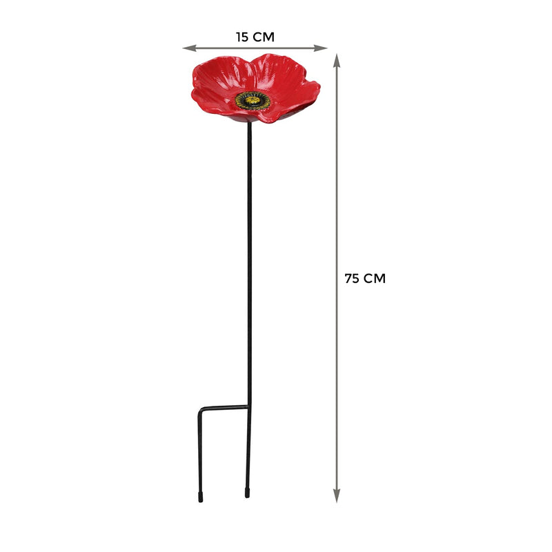 Wild Bird Poppy Flower Feeder Garden Ornament Decoration Cast Iron Bird Feeder & Bath Dish - Poppy Flower - PawsPlanet Australia