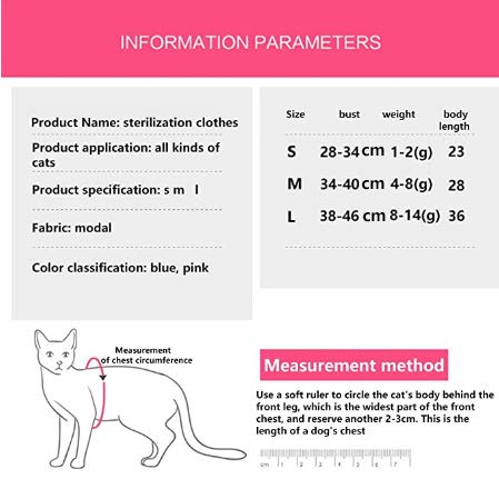 BIGNADO Cat Recovery Suit After Surgery Anti Licking Wounds Breathable and Tight Fit Elastic Recovery Suit Cat Easy on and Off Female Cat Weaning Surgery Clothes M Blue - PawsPlanet Australia