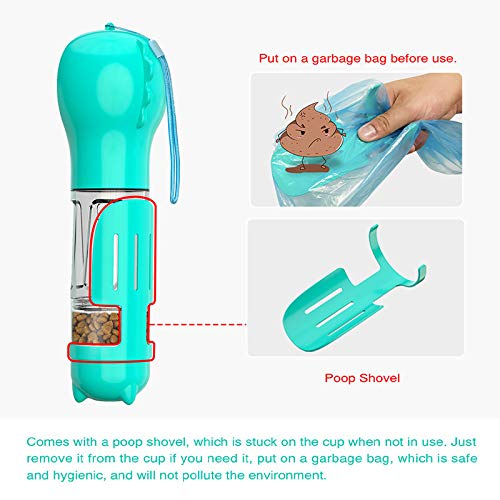 Portable Dog Travel Water Bottle，Multifunctional Pet Water Dispenser with Food Container Bowl and Garbage Bag for Drinking,Eating and Walking，Suitable for Dogs and Cats. - PawsPlanet Australia