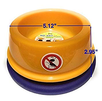 [Australia] - Dyl NO-ANT PET Bowl Plastic with Non-Skid and Unique Moat Size M 1 Cup(8Oz)/Size L 3 Cups.(24 Oz) Yellow/Pink. S 