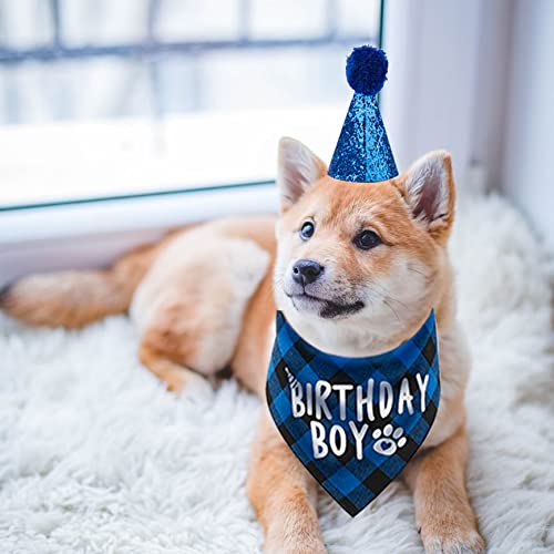 Dog Birthday Bandana, Pets Birthday Party Supplies Cute Boy Dog Birthday Outfit for Cat and Dog Decoration(Blue) Blue - PawsPlanet Australia