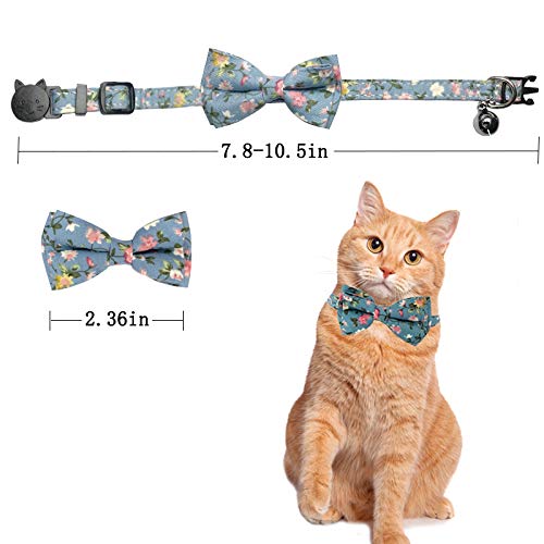 [Australia] - CHUKCHI 2 Pack/Set Cat Collar Breakaway with Cute Bow Tie Bell for Most Cats and Some Puppies, Adjustable from 7.8-10.5 Inch Black/Blue 