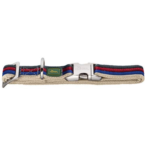 HUNTER DAVAO ALU-STRONG Collar for Dogs Nylon Aluminium Buckle Stripes M Blue - PawsPlanet Australia