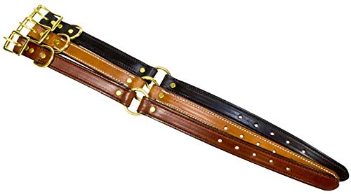 [Australia] - Leather Dog Collar with Heavy Duty Center Ring | for Small, Medium, Large, or XL Dogs 17" (fits 15 inch to 19 inch neck) London Tan 