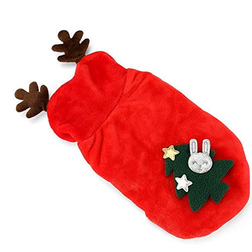 [Australia] - ZEEY Pet Hoodie Sweater Elf Christmas Dress Dog Fleece Clothes Puppy Cat Winter Coat Christmas Apparels L 