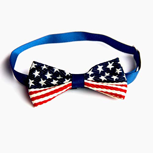 [Australia] - YCBDF 2Pcs A Pack Lovely Beautiful Festival Dog & Cat Gift USA American Flag Pet Dog & Cat Bow Tie and Necktie Collar 