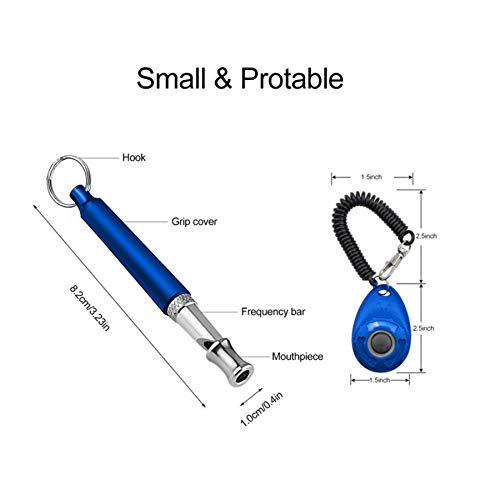 IKAAR Dog Whistle Ultrasonic Dog Whistles for Recall with Lanyard & Adjustable Frequencies and Clicker Training for Dogs Set Blue - PawsPlanet Australia