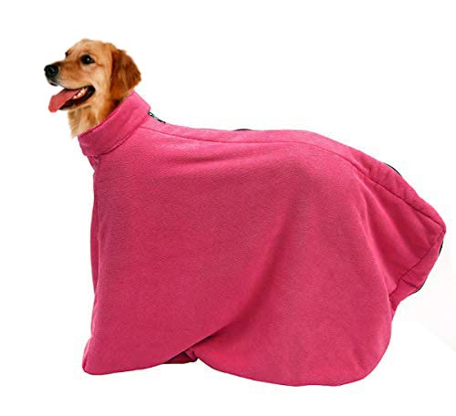 Pethiy - Premium dog bathrobe made of microfiber - dog drying bag, dog bath towel with zipper, super absorbent soft dog towel suitable for bathing and swimming-red-S Plus S-Plus Red - PawsPlanet Australia