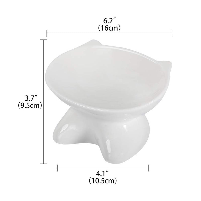 HCHLQLZ White Ceramic Tilted Elevated Cat Dog Bowl Raised Cat Food Water Bowl Dish no spill Pet Comfort Feeding Bowls - PawsPlanet Australia