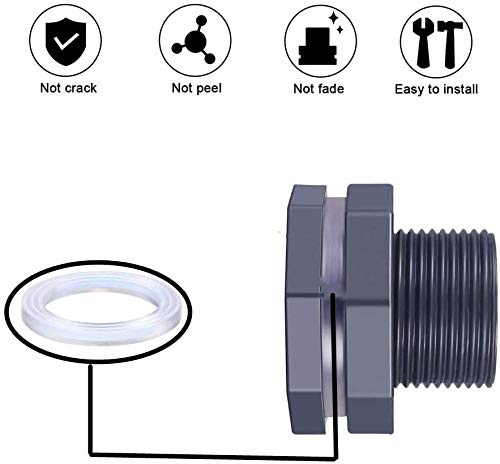 XMSSIT 3/4 Inch PVC Bulkhead Fitting with Plugs and 4 MM Thick Silicon Seal Gasket for Rain Barrels, Aquariums, Water Tanks, Tubs, Pools (4 Pieces) 4 Pieces - PawsPlanet Australia