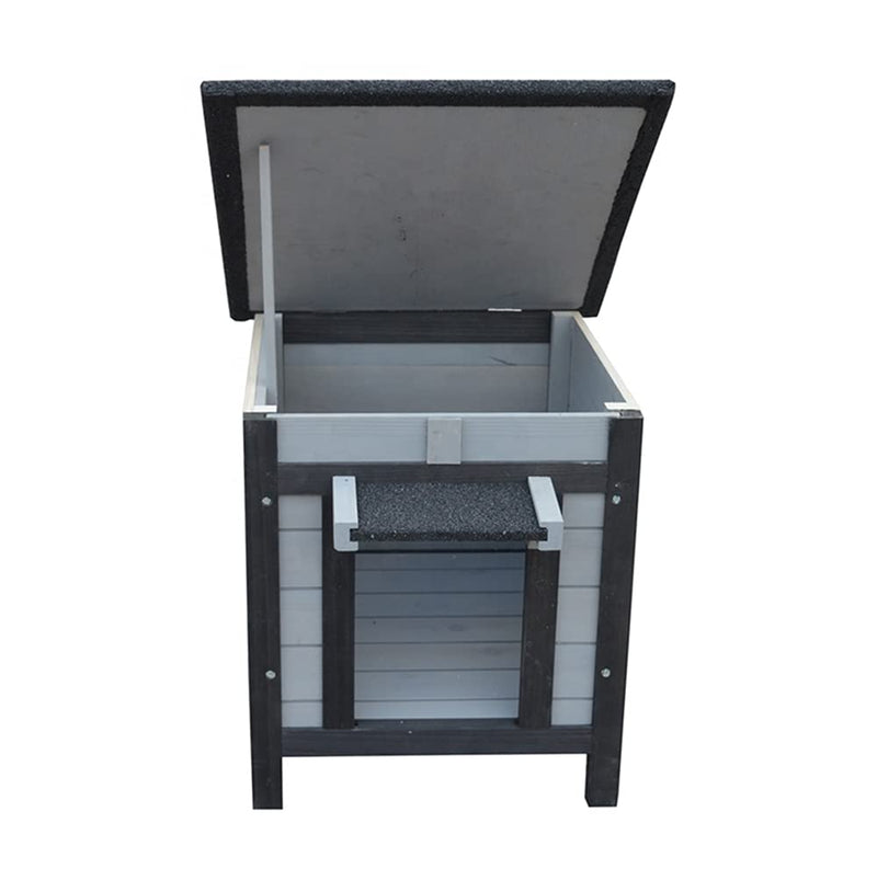 BUNNY BUSINESS Rabbit/Guinea Pig/Cat Wooden Hide House Run Hide - 50 x 42 x 43cm (DARK GREY) DARK GREY - PawsPlanet Australia