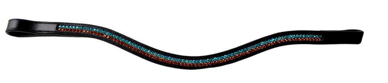 Cwell Equine U SHAPED English Leather Crystal Browband Two Tone Full Black(Bcd-18-19) - PawsPlanet Australia