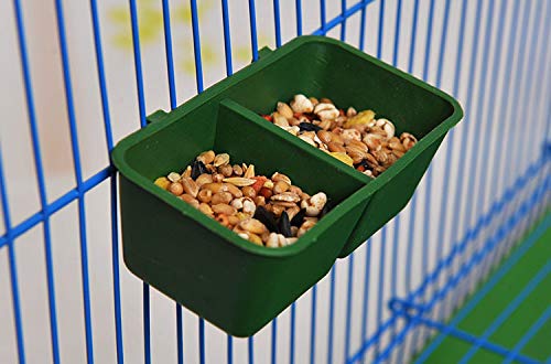 Wontee Bird Seed Food Feeding Cups Plastic Hanging Bowl for Poultry Parrot Pigeon Parakeet Budgie Cage 3.93inch-2 in 1 - PawsPlanet Australia