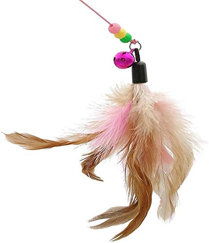 Aidiyapet Cat Toy Feather Wand Cat Pet Toy Wire Chaser Wand Teaser Feather With Bell (6 Pack) - PawsPlanet Australia