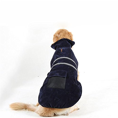 Komate Dog Winter Coat with Night Reflective Stripes Windproof Pet Jacket Outdoor Suede Fleece Dog Vest for Small Medium Large Dogs (XL (Chest 76-84cm), Blue) XL (Chest 76-84cm) - PawsPlanet Australia