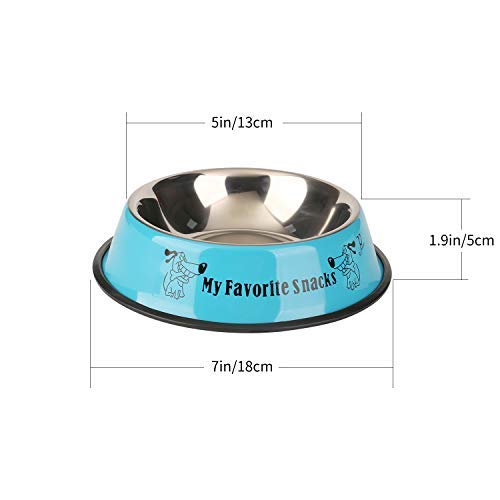 WBYJ Stainless Steel Dog Bowls, 2 Pack Dog Feeding Bowls with Non-slip Rubber Bases for Small Dog (7in) 7in - PawsPlanet Australia