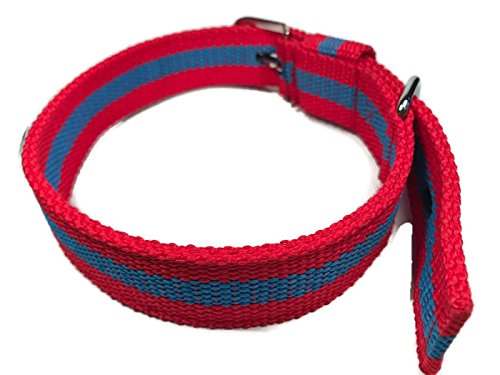 Smarty Pawnts Premium Cotton Dog Collar, Blue and Red (Extra Large) Extra Large - PawsPlanet Australia