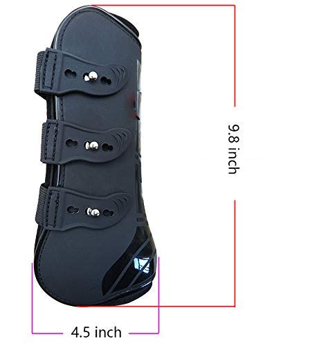 [Australia] - Zelro Open Front Jumping Tendon and Hind Fetlock Horses Boots, Secure Leg Protection, Lightweight and Tough Dressage Horse Riding Equestrian Equipment Black(2* Front&2* Hind boots) 