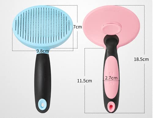 Slicker Brush Cat Dog Grooming Brush Comb Self Cleaning Pet Massage Bath Brush for Long Medium Short Hair Dogs Cats Pet Stainless Steel Metal Dog Brush Removes Dead Undercoat and Loose Hairs,Pink Pink - PawsPlanet Australia