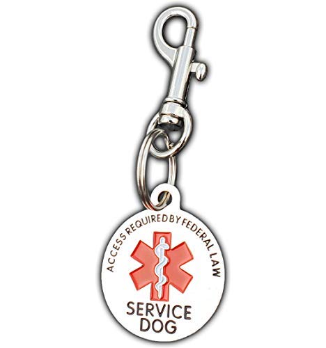[Australia] - Activedogs Service Dog Chrome Tag - Double Sided - ADA Access Required by Federal Law with Red Medical Alert Symbol 1.25 inch. Easily to Attach to Collar, Leash or Harness Vest 