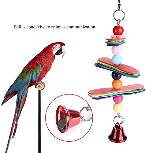 Wooden Popsicle Sticks Toy with Colorful Beads & Metal Bell for Birds Parrot Parakeet Cockatiel Lovebird Chewing Grind Teeth Pet Cage Supplies - PawsPlanet Australia