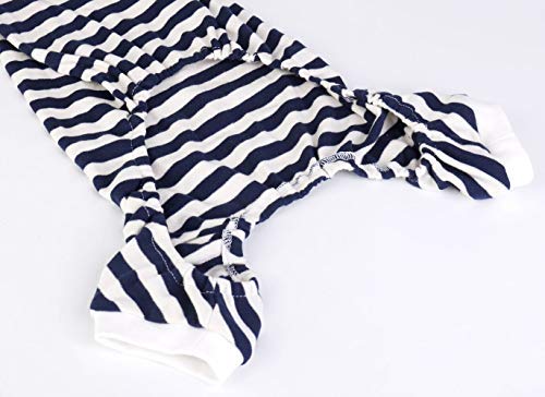 [Australia] - Lanyarco Striped Shirt Pajamas for Dog Clothes Medium (Chest22" Back16") Black/White 