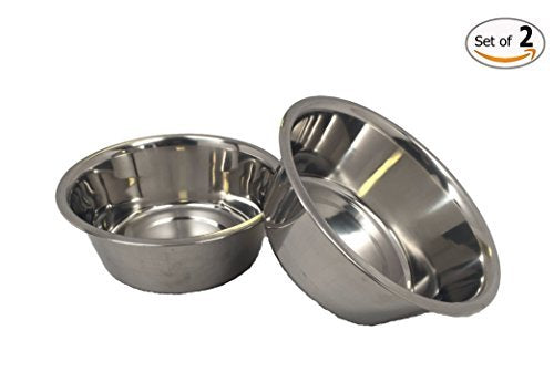 [Australia] - Stainless Steel Dog Bowl Set, 8" Large, 64oz / 2-Quart, Without Annoying Stickers to Remove 